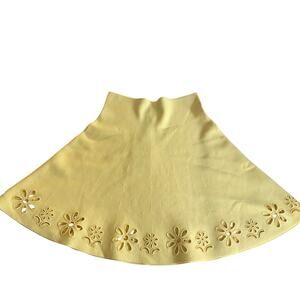 Zara Women's High-Waisted Eyelet Embroidered Knit Mini Skirt M AP2 Yellow NWT